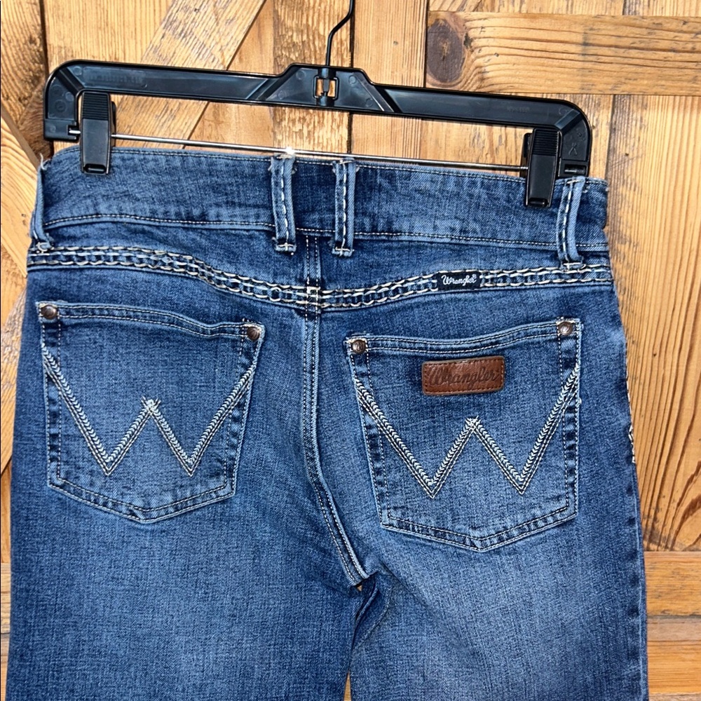 WRANGLER RETRO WOMENS DARK WASH SADIE LOW RISE FLARE/BOOT CUT JEANS NWOT - Picture 8 of 11